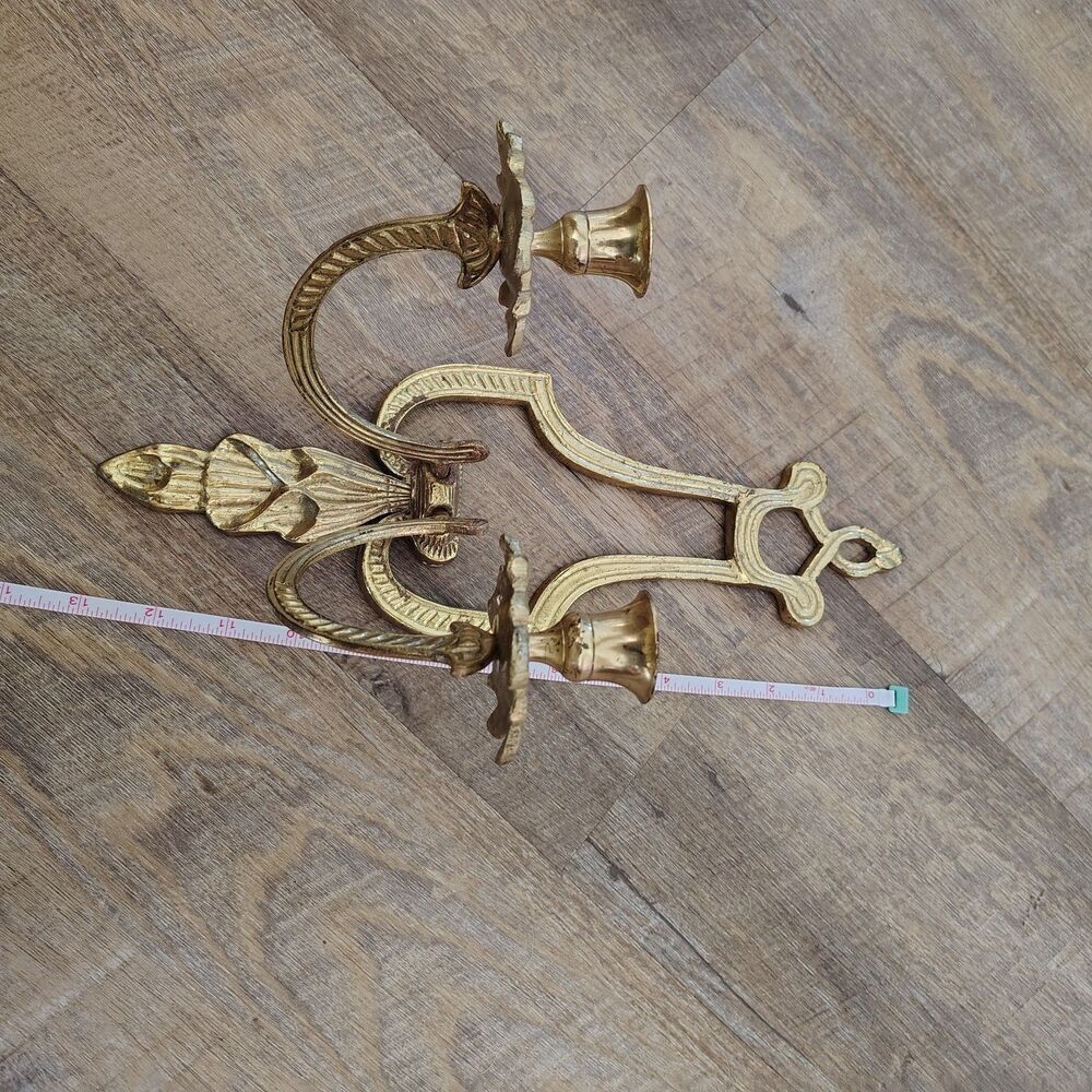 Vintage Classic Deco Style Solid Brass Finish Wall Hanging Sconce Candle Holder - Picture 7 of 7